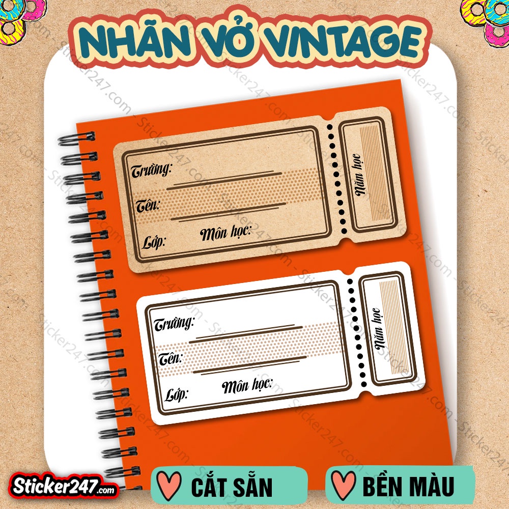 Nhãn Vở Vintage ???????????????????????????????????? Nhãn Tên Phong Cách Tấm Vé Cổ ...