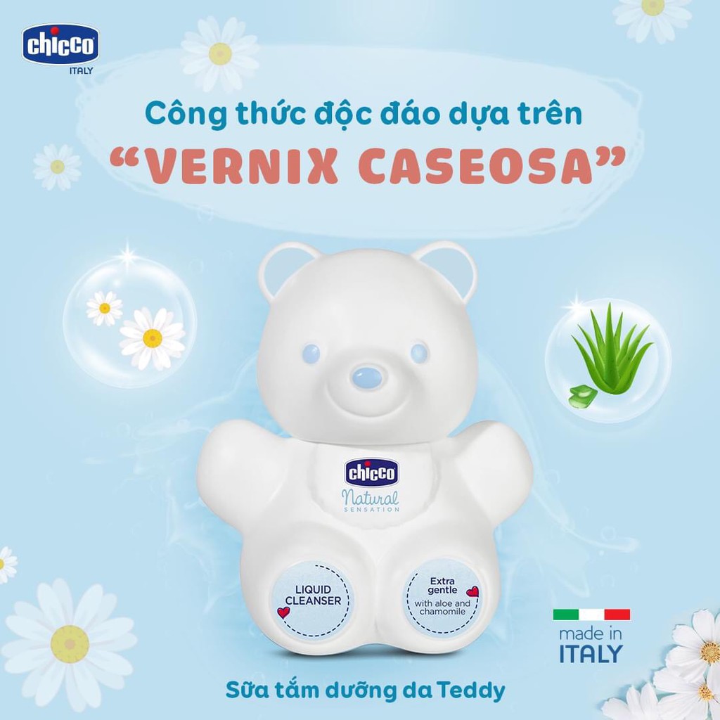 Sữa tắm dưỡng da Chicco Natural Sensation Teddy 0M+ (CHÍNH HÃNG) CHO BÉ  (CO115011)