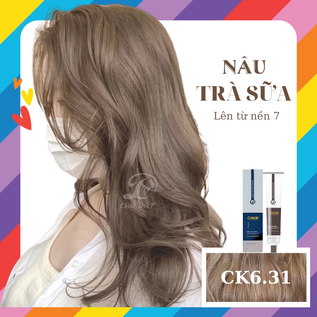 Nâu Trà Sữa-Không Tẩy-Thuốc Nhuộm Tóc Màu Nâu Trà Sữa Mã Chiko (Ck 6.31) +  Tặng Kèm Trợ Nhuộm | Shopee Việt Nam