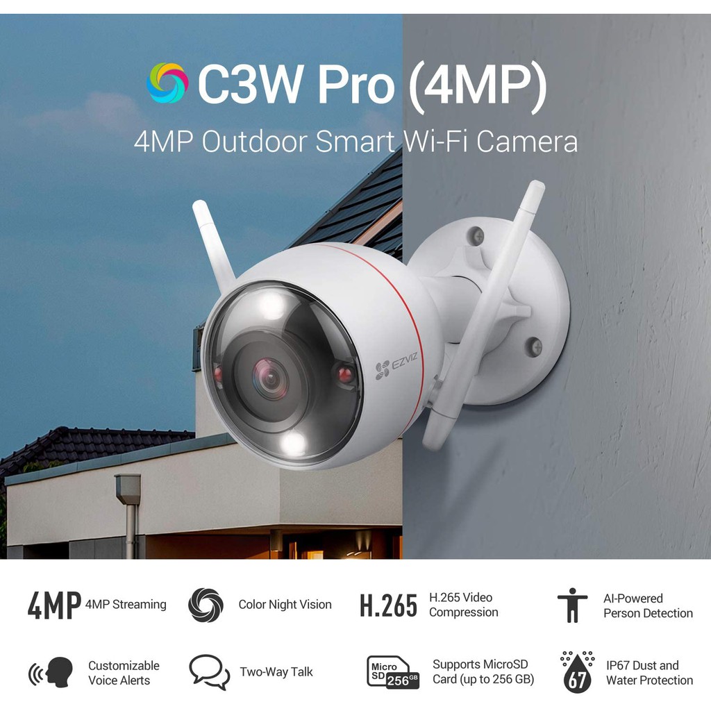 Camera Wifi 4MP EZVIZ C3W PRO có màu 24/24 có loa có mic | Shopee