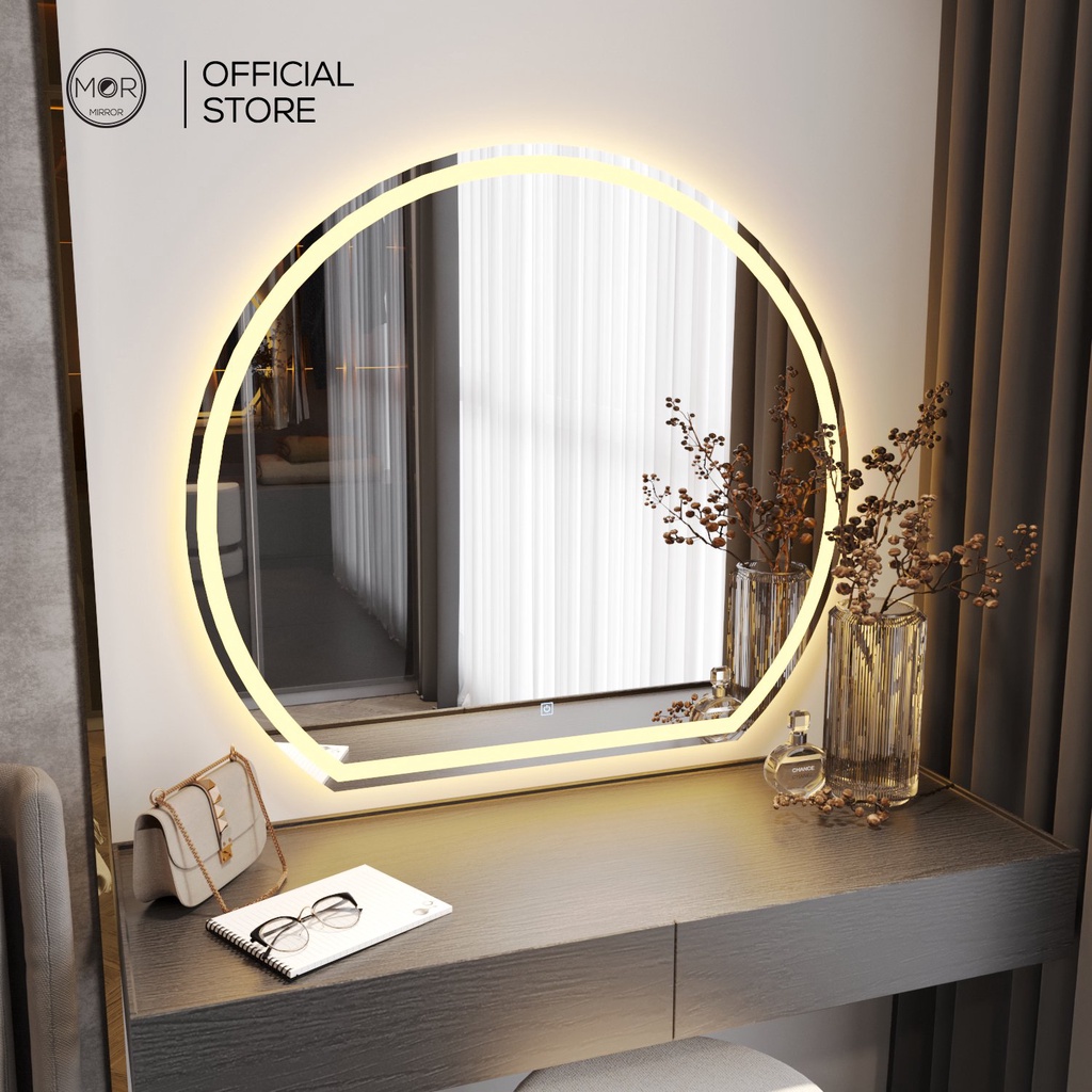 Gương Tròn Khuyết Decor Phòng Tắm Bàn Trang Điểm Cảm Ứng Led Cao Cấp Mor  Mirror (Đầy Đủ Phụ Kiện) | Shopee Việt Nam