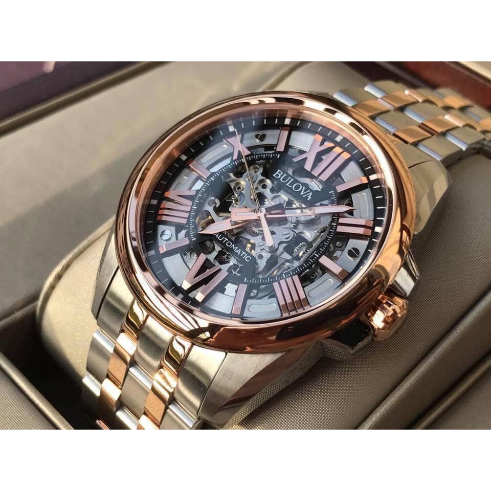 Bulova best sale skeleton 98a166