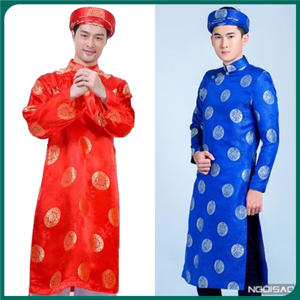 Áo dài nam truyền thống lụa Thái Tuấn, kèm mấn đội đầu - ADNTT