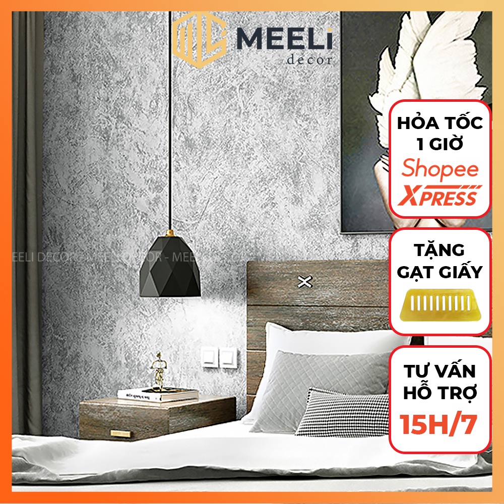 Giấy dán tường xi măng bê tông Meeli Decor decal dán tường phòng ...