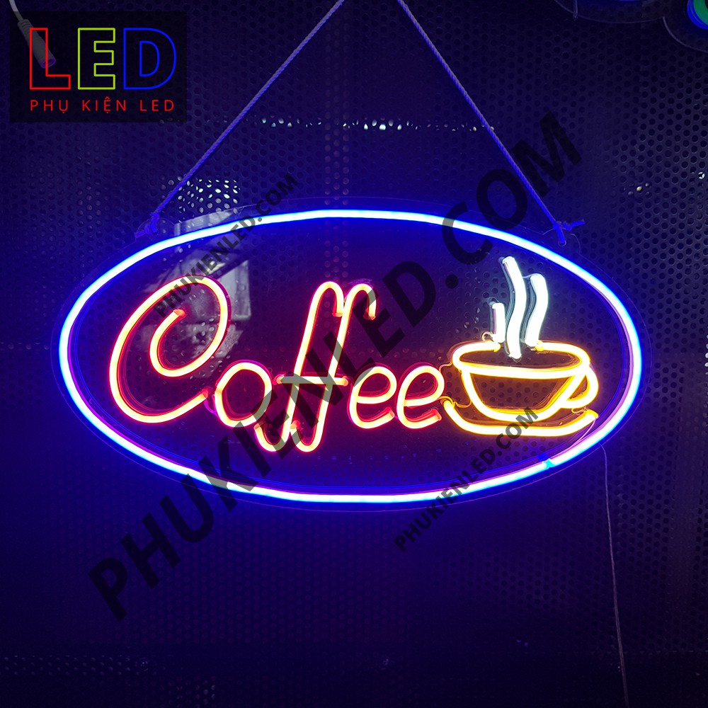 Đèn Led Neon Chữ Coffee và ly cà phê hình Oval - Coffee Neon Sign ...