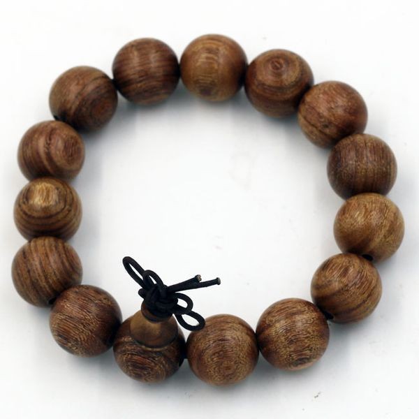 Hạt chuỗi Phật đeo tay gỗ Thủy tùng nâu 15 li, vòng tay chuỗi hạt