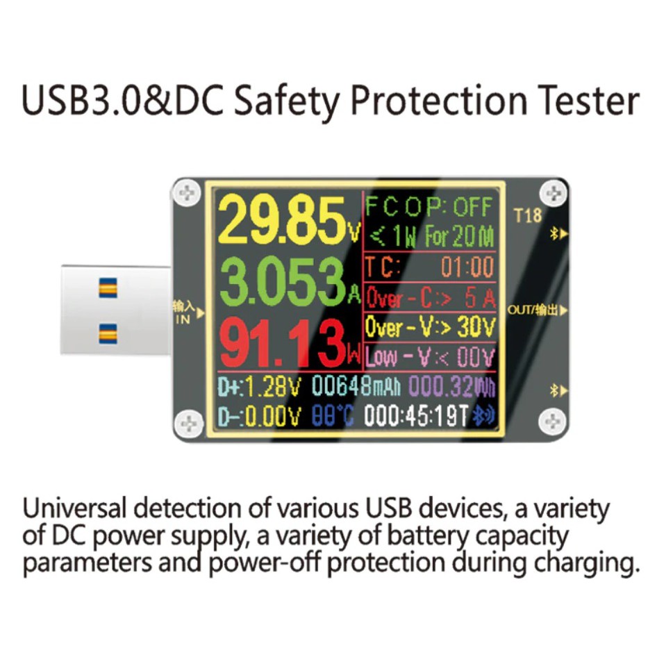 USB-тестер (3-7 В/0-3 А)