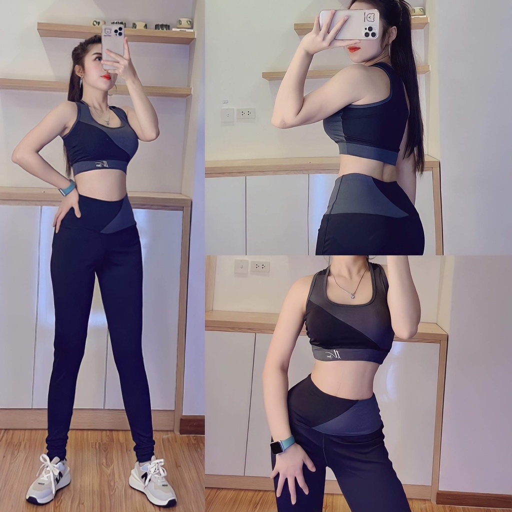 Đồ Tập Gym Nữ, Bộ Tập Gym Yoga Erobic Nữ Chất Vải Co Giãn Thấm Hút Mồ Hôi  Tặng Kèm Mút Ngực( Bộ Sát Nách) | Shopee Việt Nam