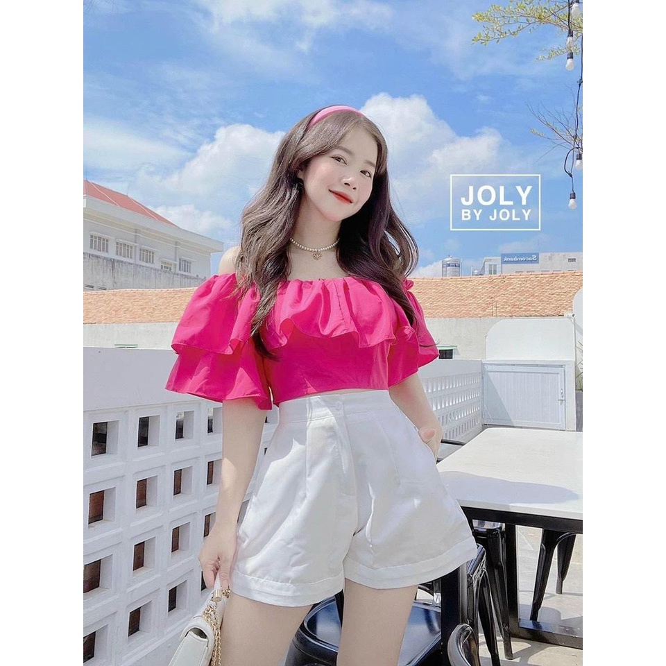 Áo Trễ Vai Croptop Ngắn Tay Phồng Pinkstore29, Phong Cách Bánh Bèo A5376 |  Shopee Việt Nam