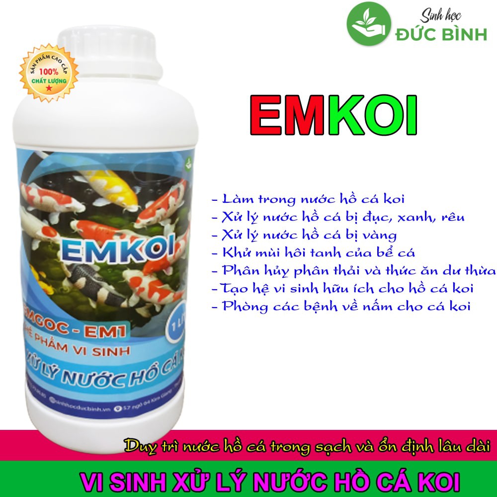 Vi Sinh Xử Lý Nước Hồ Cá Koi Bị Đục, Xanh, Rêu, Vàng - Men Vi Sinh Cho Hồ Cá  Koi - Chế Phẩm Emkoi Xử Lý Nớc Hồ Cá Koi |