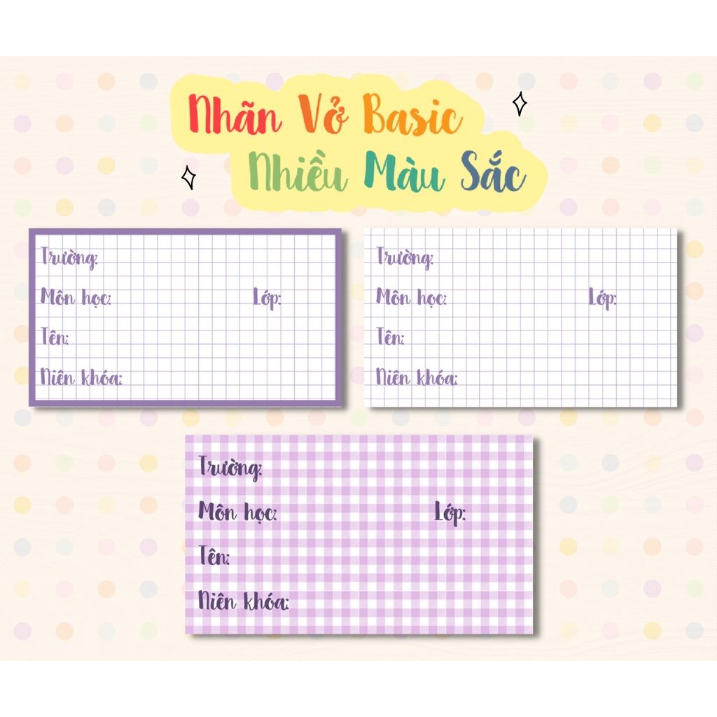 Nhãn Vở Basic Thiết Kế Đơn Giản Nhiều Màu Sắc | Shopee Việt Nam