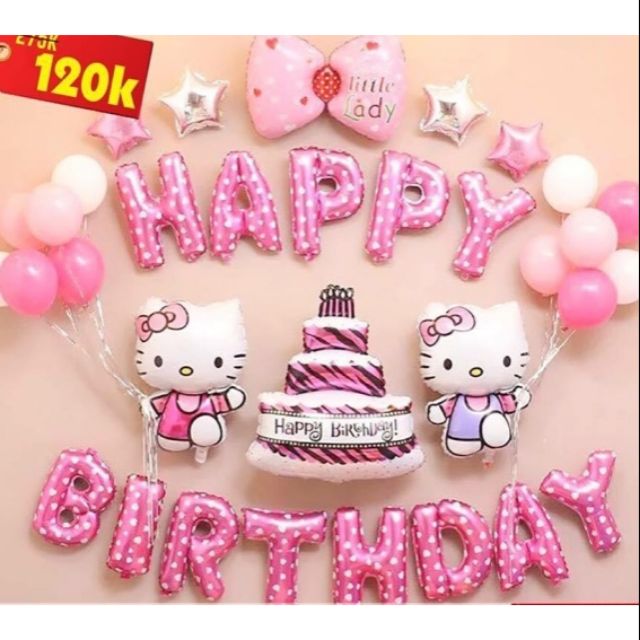 RẺ VÔ ĐỊCH]Set bóng trang trí sinh nhật hello kitty | Shopee Việt Nam