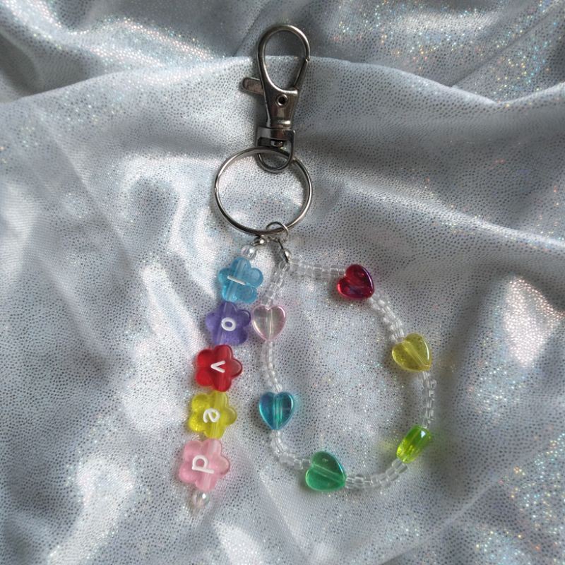 Handmade] Keyring móc khoá hạt cườm rainboweasthetic trang trí binder, balo,... có là theo yêu cầu:33 | Shopee Việt Nam