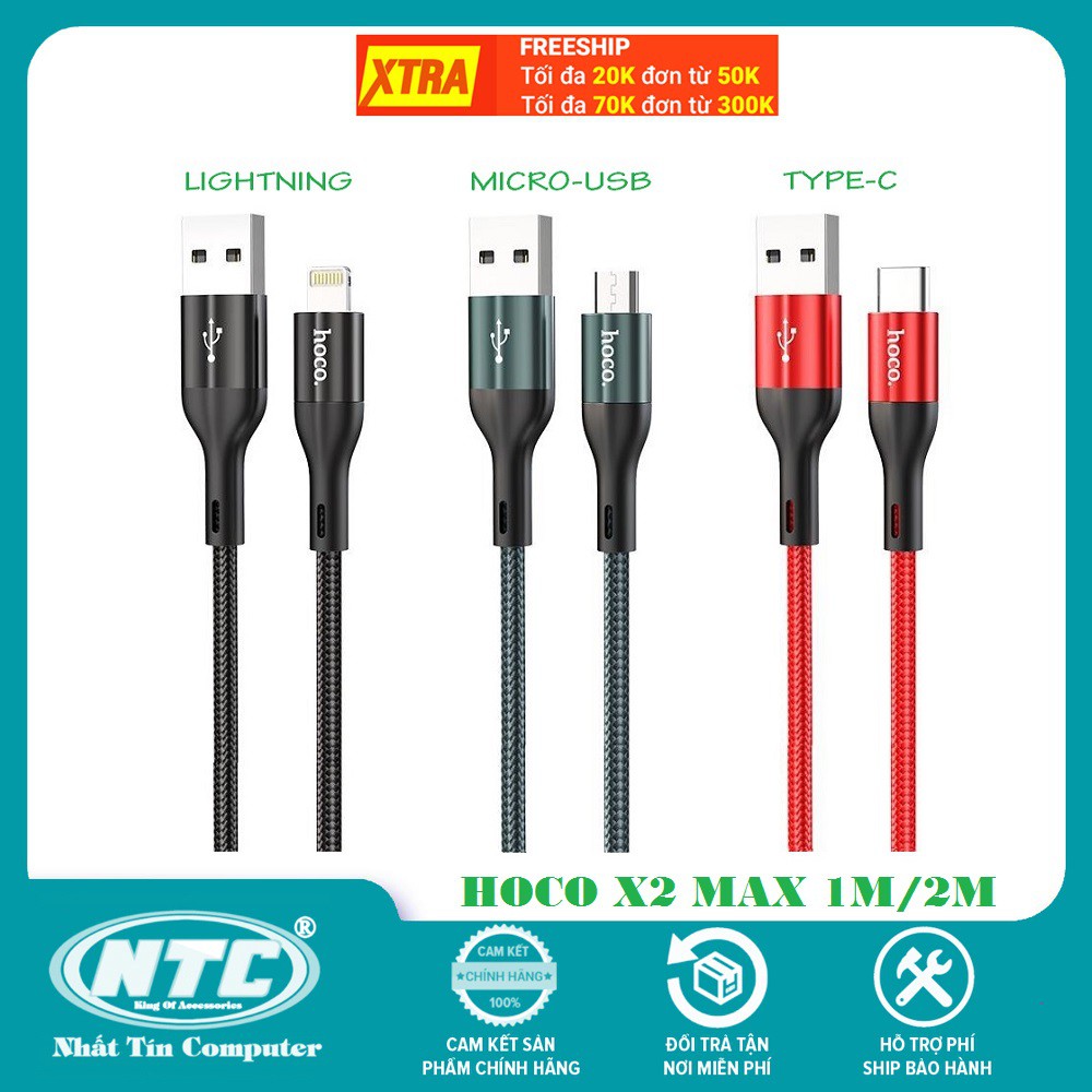 Cáp sạc nhanh và truyền data Hoco X2 Max Flash cổng Type-C Micro-USB QC3.0, max 3A,dài 1M/2M Shopee Việt Nam