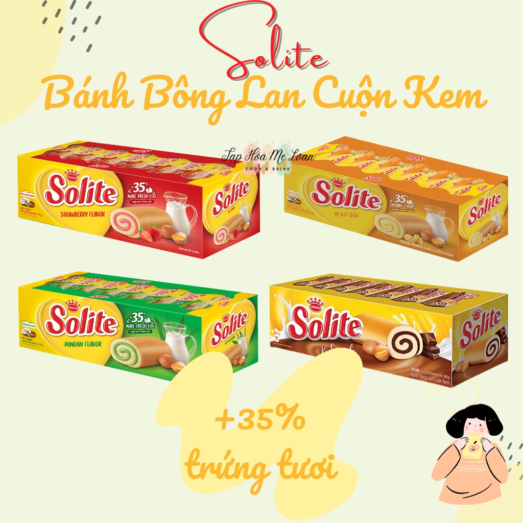 Mới +35%]Bánh Bông Lan Cuộn Kem Vị Dâu/Lá Dứa/Bơ Sữa/Socola Solite Kinh Đô  360g - Hộp 20 Cái | Shopee Việt Nam