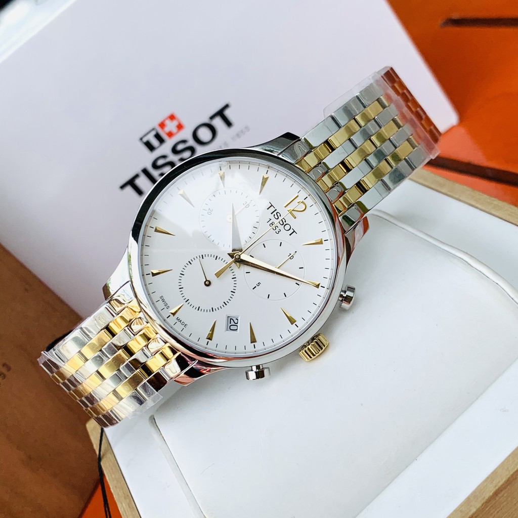 ng h Nam ch nh h ng Tissot 1853 Chronograph T063.617.22.037.00 Size 42 M t tr ng L ch M y Pin D y kim lo i cao c p