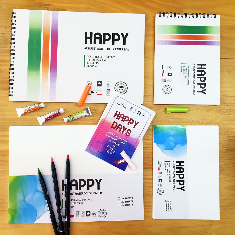 Giấy Vẽ Màu Nước Postcard Happy 300 Gsm A6 (Vân Cold, 10 Tờ), Giấy Vẽ 200 /  250 Gsm (20 Tờ) | Shopee Việt Nam