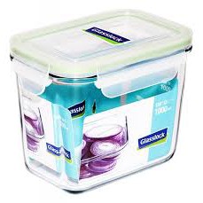 Glasslock Handy Rectangular Tempered Glass Food Container Set of 2  2500ml/10.5cup 