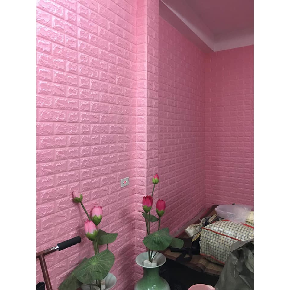 xốp dán tường giả gạch dày 0,5cm màu hồng | Shopee Việt Nam
