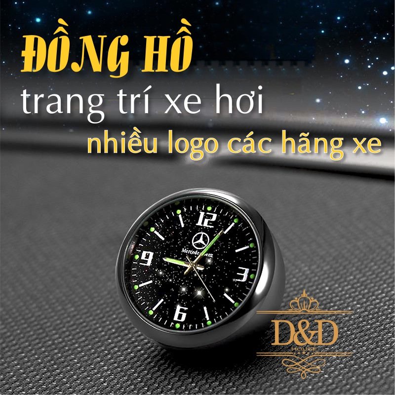 Đồng hồ trang trí xe hơi nhiều logo xe (dán táp lô hoặc gắn cửa ...