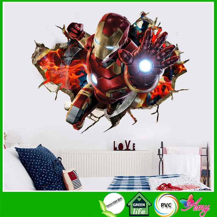 Decal 3D Iron man - Biệt đội siêu anh hùng Marvel - Decal Người ...