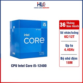 CPU Intel Core i5-12400 (Upto 4.4Ghz, 6 nhân 12 luồng, 18MB Cache, 65W) -  Socket