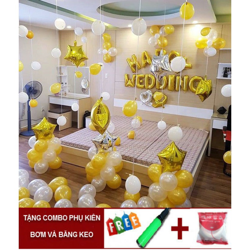 Set Bóng nhôm trang trí phòng cưới tông màu vàng | Shopee Việt Nam
