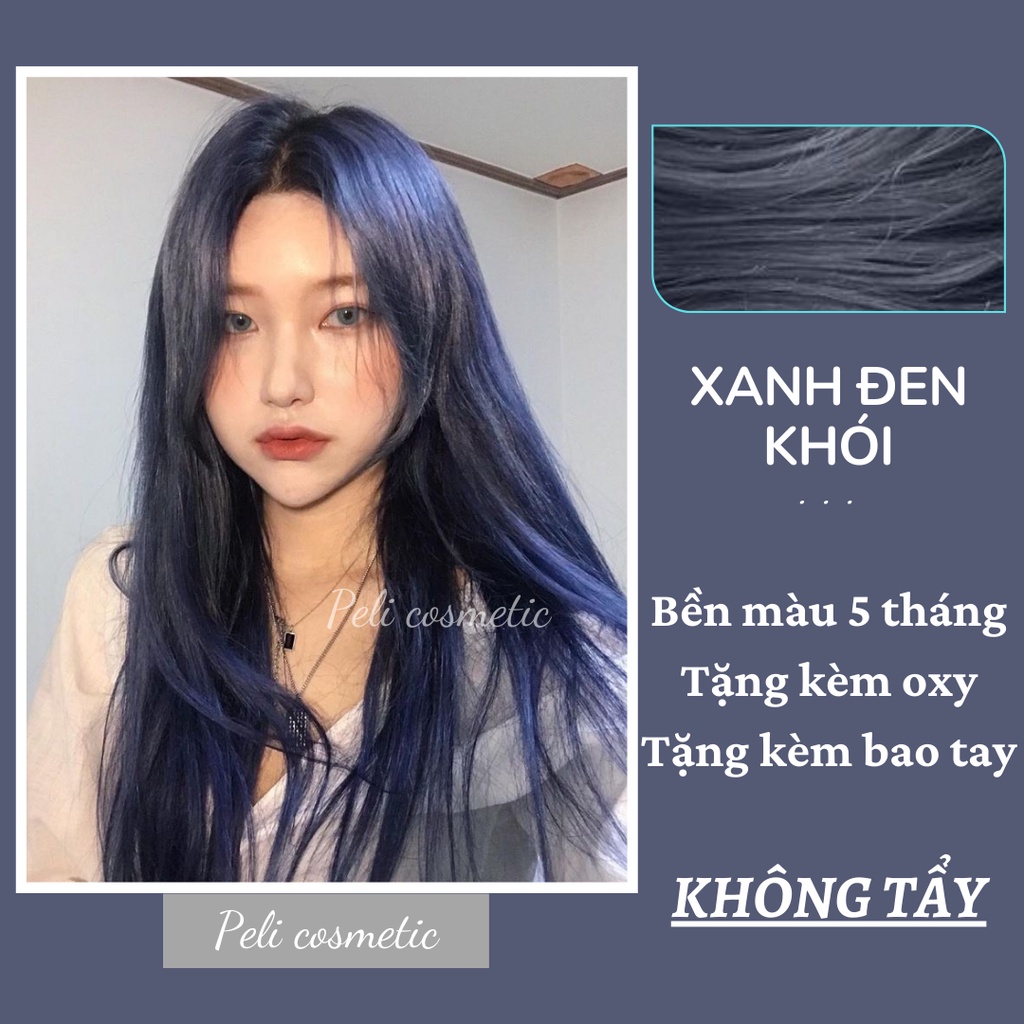Thuốc Nhuộm Tóc . Nhuộm Tóc Màu Xanh Đen Khói , Thuốc Nhuộm Tóc Không Tẩy [  Tặng Kèm Oxy Trợ Dưỡng Và Bao Tay ] | Shopee Việt Nam