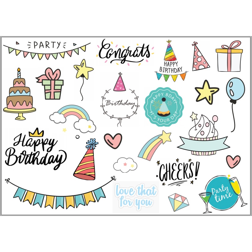 Sticker dán happy birthday, thôi nôi, lễ tốt nghiệp, trang trí kỷ ...