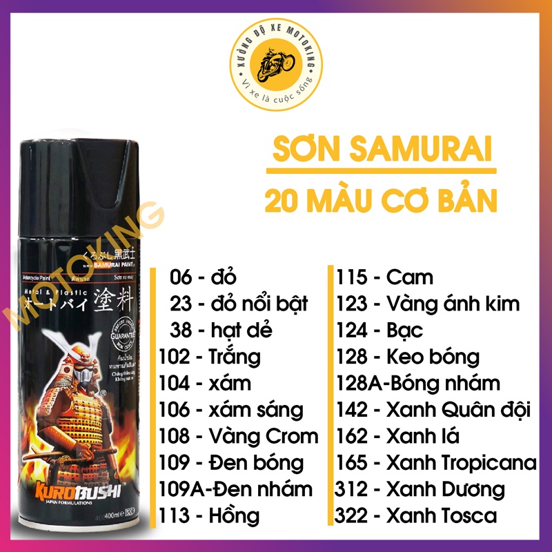 Bảng Giá Sơn Samurai - 20 Mã Màu Tiêu Chuẩn | Shopee Việt Nam