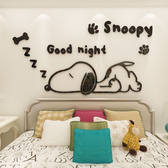 Tranh dán tường mica snoopy good night trang trí phòng ngủ cho bé ...