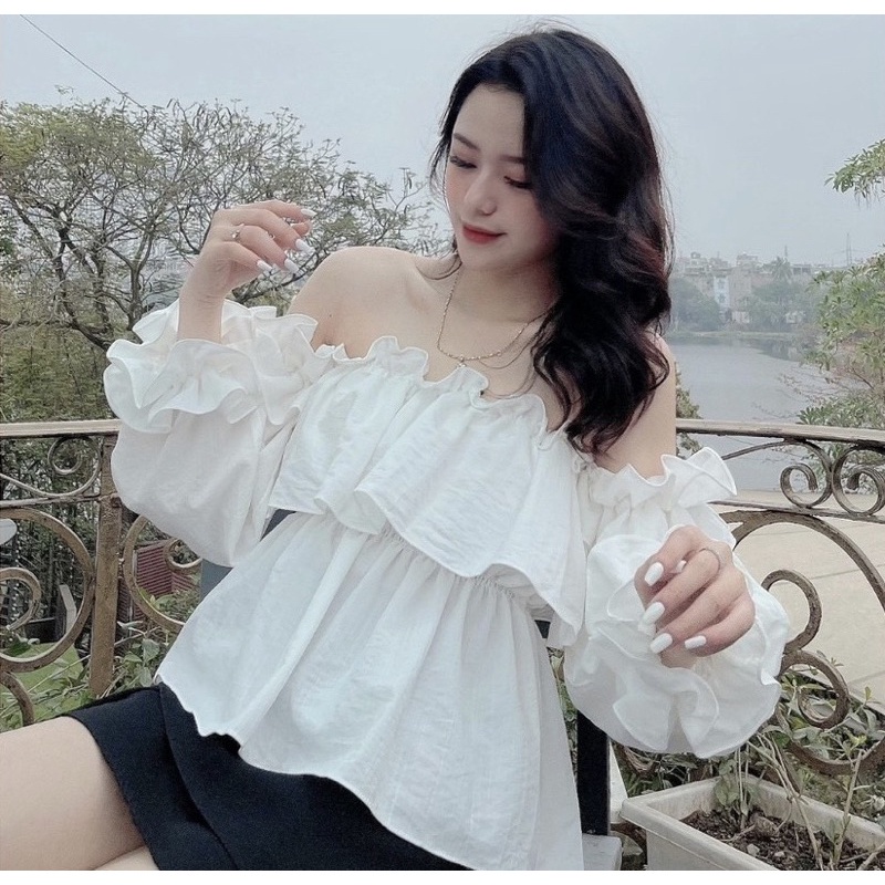 Áo Croptop Trễ Vai Bánh Bèo Tiểu Thư, Áo Trắng Trần Trễ Vai 1 Màu Xinh Xắn  | Shopee Việt Nam