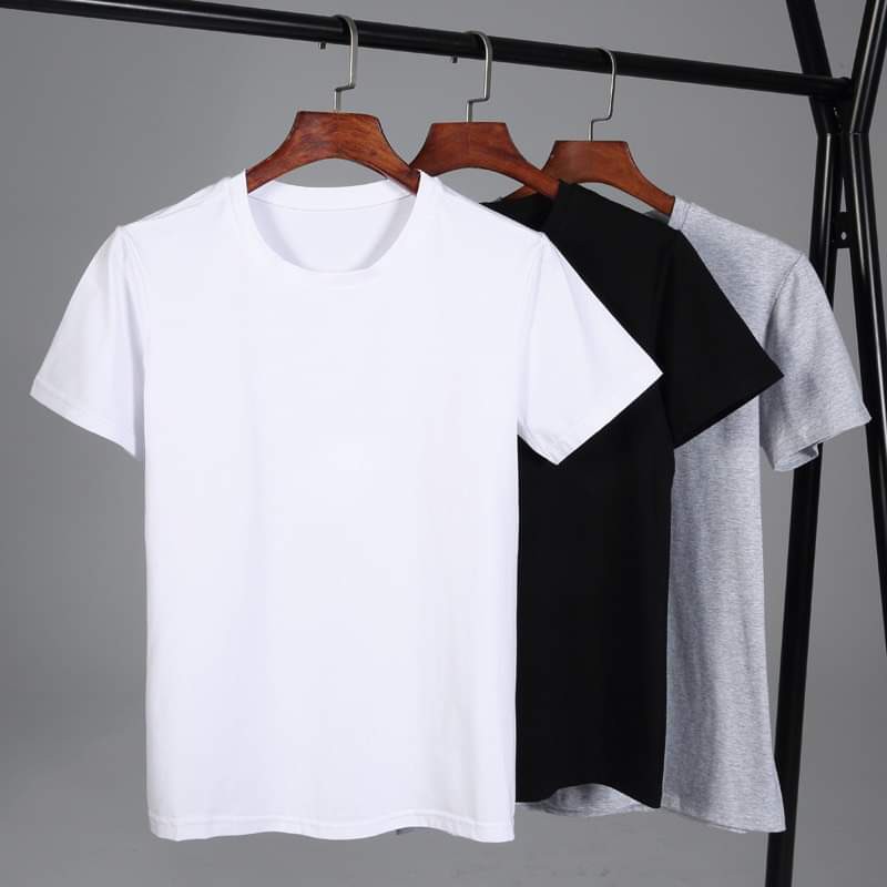 Combo 3 Áo Thun Nam Nữ Cotton - Trơn Cổ Tròn 3 Màu Trắng - Đen - Xám |  Shopee Việt Nam