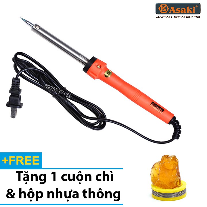 Mỏ hàn chì - Mỏ hàn thiếc 60W Asaki - Tặng 1 cuộn thiếc và 1 hộp ...