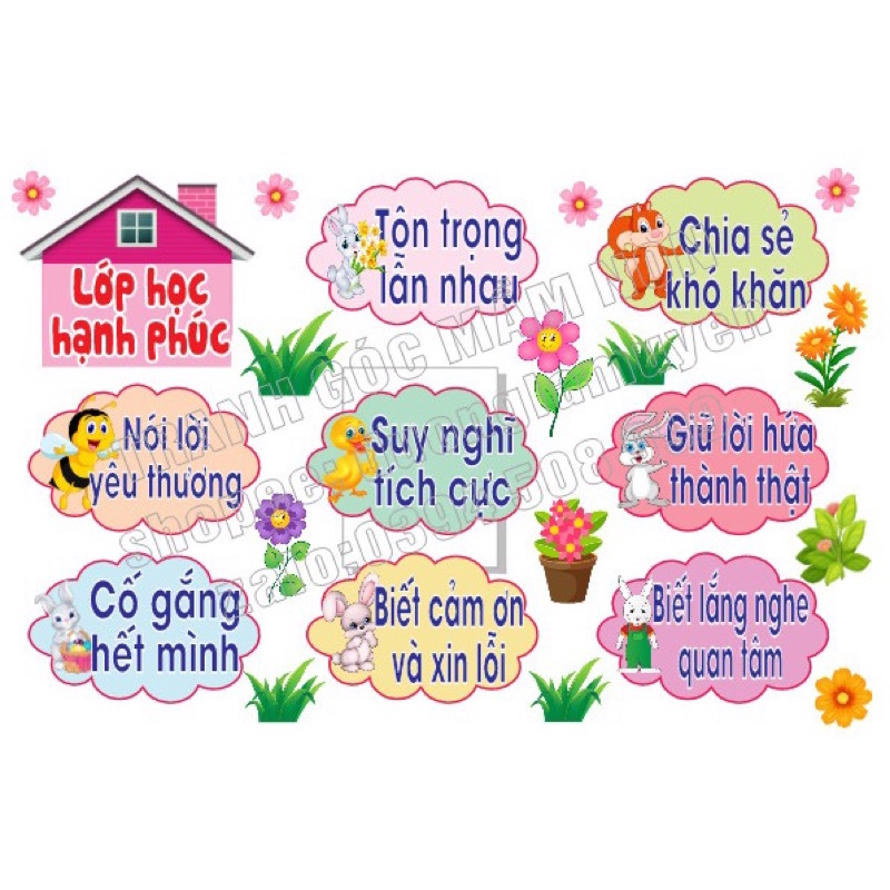tranh decal mầm non nội quy lớp học hạnh phúc | Shopee Việt Nam