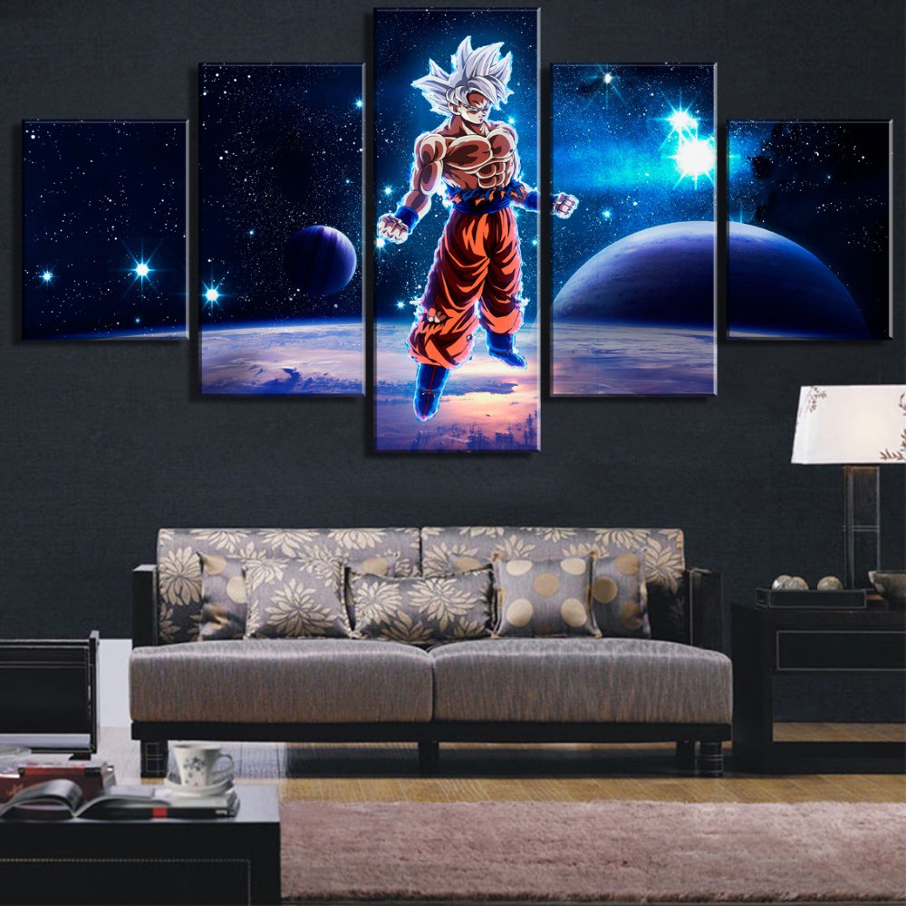 Set tranh vải canvas 5 tấm treo tường in họa tiết HD Dragon Ball ...