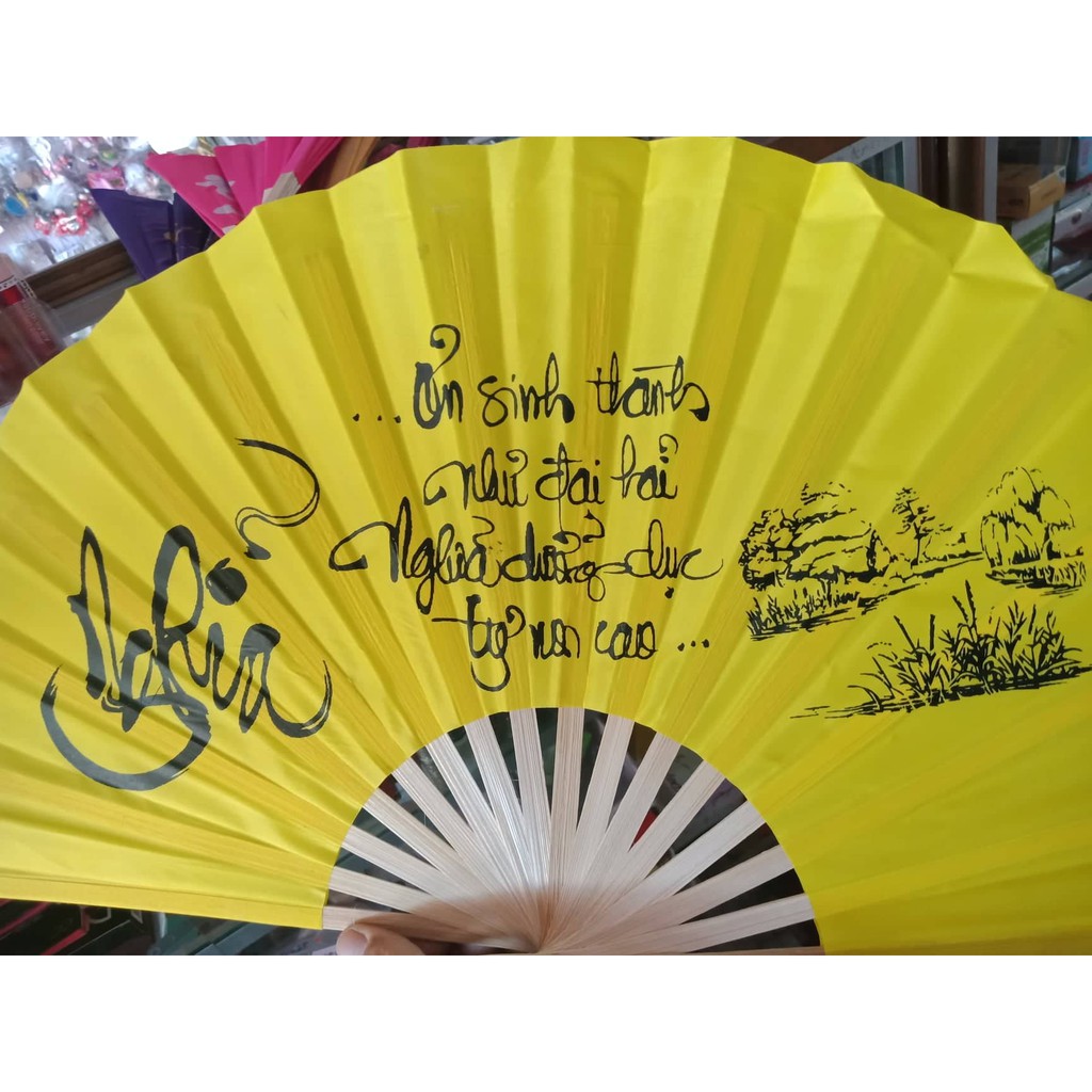 Quạt vải chữ thư pháp khổ 21*40 | Shopee Việt Nam