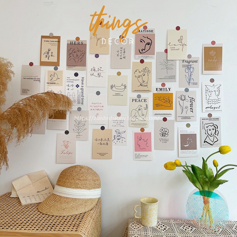 Postcard decor THINGS ảnh dán tường trang trí bàn học phòng ngủ ...