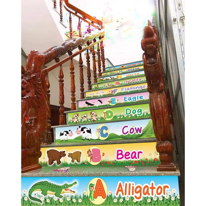 Set 10 decal trang trí bậc cầu thang cho trẻ em, lớp học mầm non ...