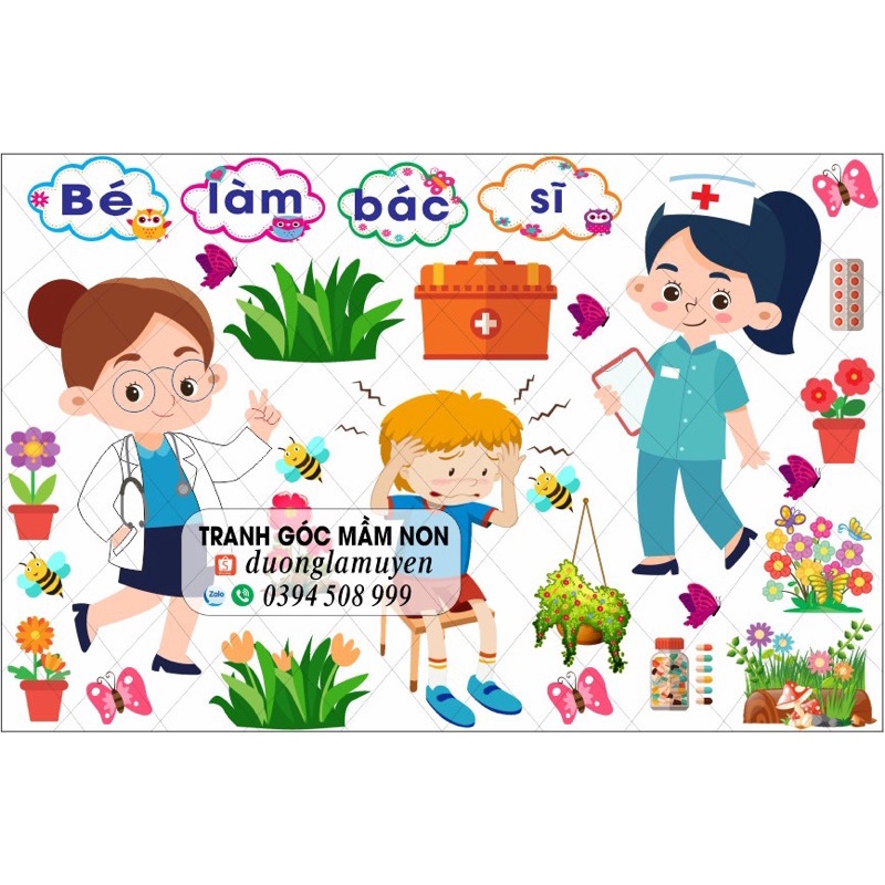 góc nghề nghiệp- bé tập làm bác sĩ- tranh góc mầm non | Shopee ...