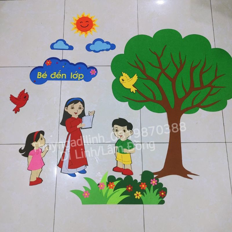 Bộ tranh trang trí góc lớp học mầm non Bé Đến Lớp | Shopee Việt Nam