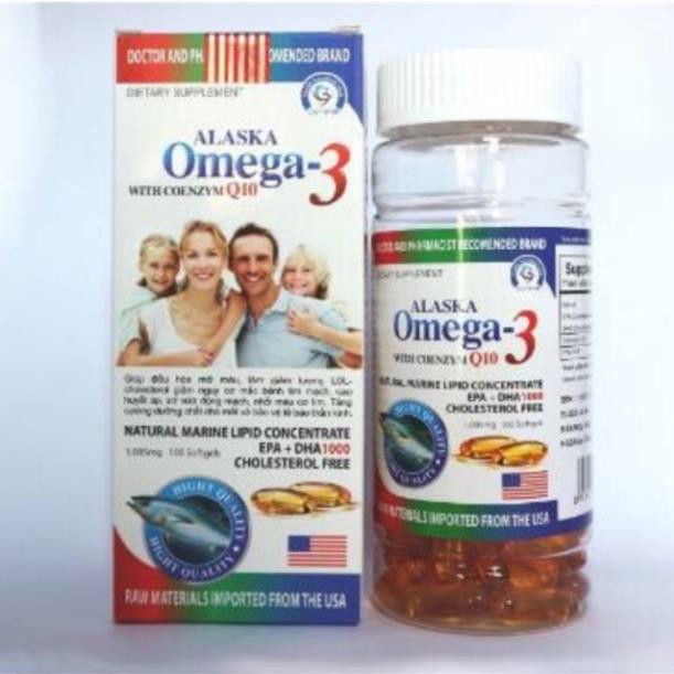 D u c Alaska omega 3 with coenzym Q10 h p m u tr ng gia nh H p 100 vi n