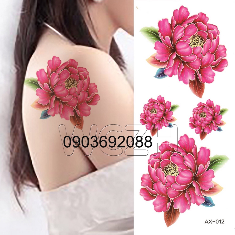 Tattoo Hoa Hồng - Hoa Mẫu Đơn, Hình Xăm Dán - Sticker Tattoo Bông Hoa Nhỏ 6  X 6Cm Ivy Store | Shopee Việt Nam