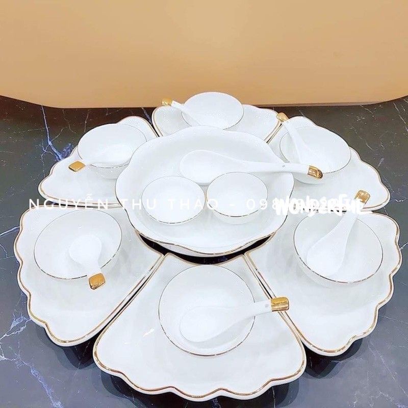 Bộ Bát Đĩa Hoa Mặt Trời Viền Vàng. Hàng Sứ Bát Tràng.Đk46Cm | Shopee Việt  Nam
