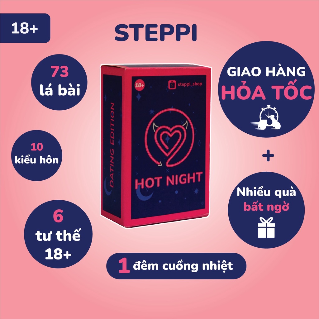 Bộ bài drinking game Hot Night STEPPI cho cặp đôi hẹn hò 73 lá