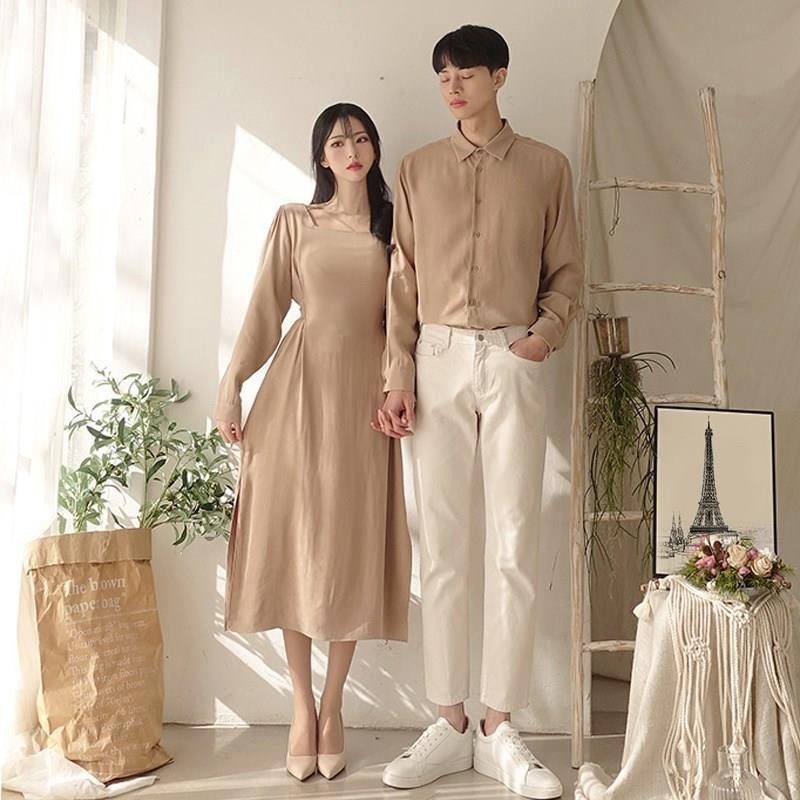 Áo Đôi Áo Cặp 🎀Freeship🎀 Áo Đôi Nam Nữ Đẹp Set Áo Váy Sơ Mi Hàn Quốc Dáng  Dài Vsm Couple Av73 | Shopee Việt Nam
