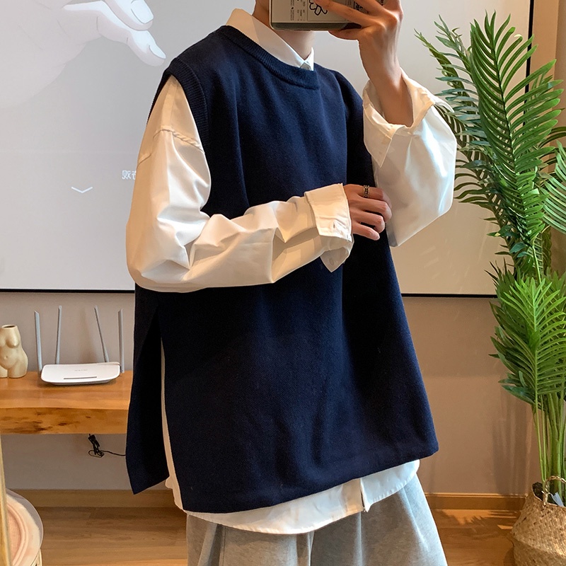 Áo Gile Len Nam Mỏng Xẻ Tà, Áo Vest Nam Thu Đông Oversize Phong Cách  Ulzzang Hàn Quốc | Shopee Việt Nam
