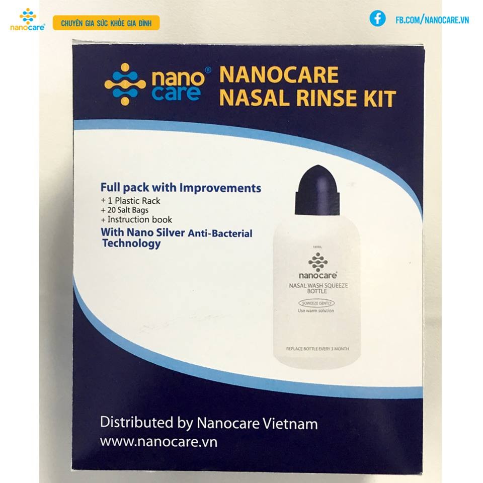 NANOCARE NASAL RINSE KIT Including: 20 Salt 1.8G Packages + 180ml Bottle.