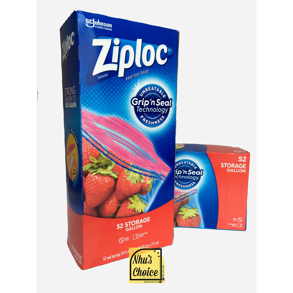 Ziploc Gallon Size Storage Bags (Double Zipper) 52 bags -26.8cm x 27.3cm