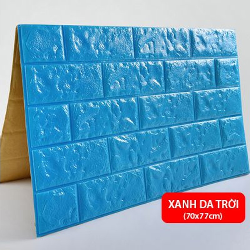 Xốp dán tường 3D giả gạch màu xanh dương kích thước 70 x 77cm ...